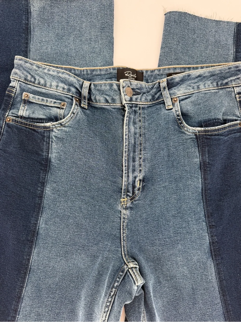 Rails The Getty Paneled High Rise Wide Leg Blue Jeans Women's - Size 32